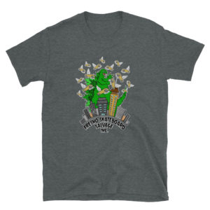 Fresno Skateboard Salvage meets Godzilla - Short-Sleeve Unisex T-Shirt - Image 4