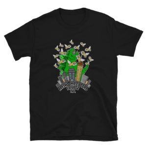 Fresno Skateboard Salvage meets Godzilla - Short-Sleeve Unisex T-Shirt - Image 2