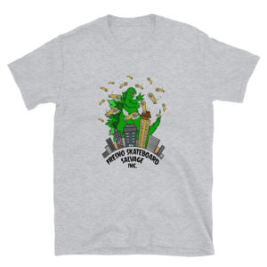 Fresno Skateboard Salvage meets Godzilla - Short-Sleeve Unisex T-Shirt - Image 5